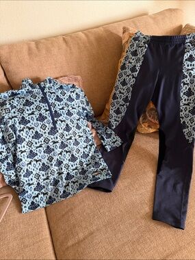 Keds Navy and Light Blue Patterned Pullover with Navy Panel Leggings